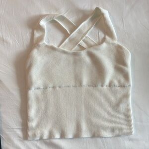 Abercrombie White Ribbed Cross-Back Top